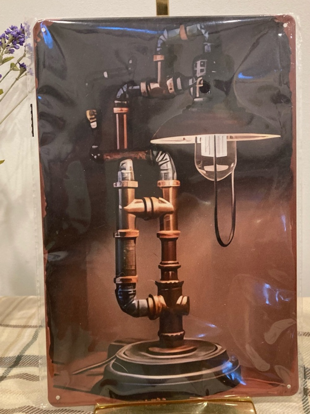 Industrial Pipe Table Lamp Metal Wall Art - Copper and Black 👙